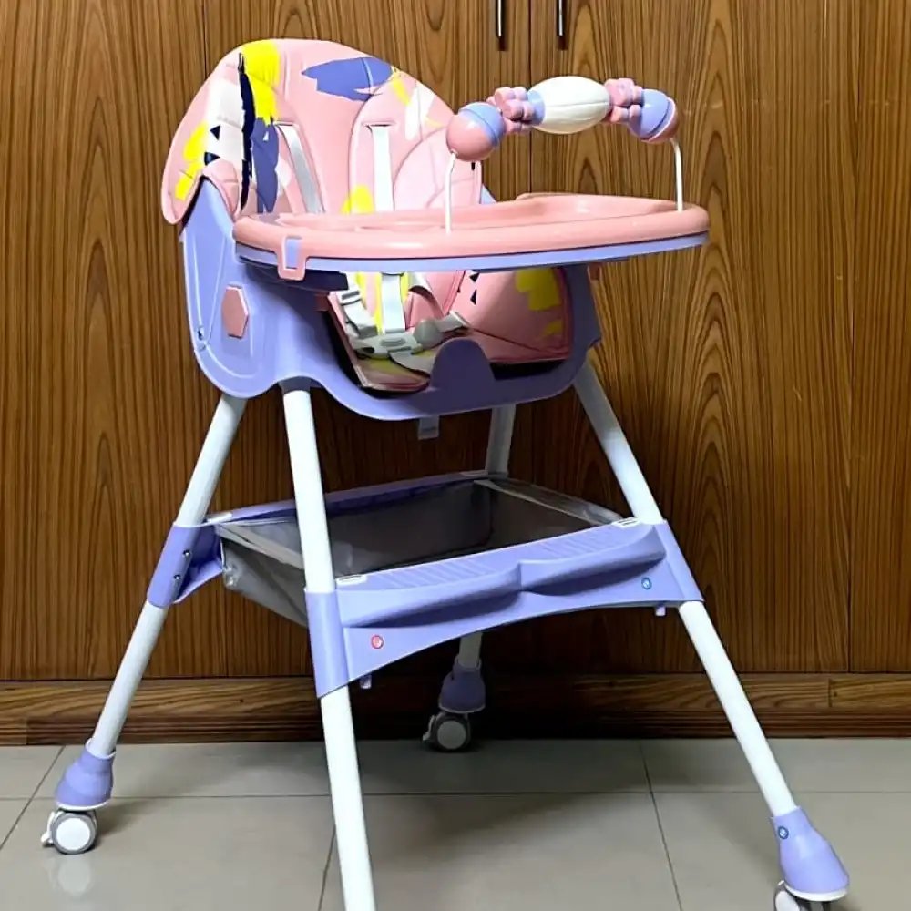 4 In 1 Premium Quality Foldable Baby Feeding high Chair | Multifuntional | Purple